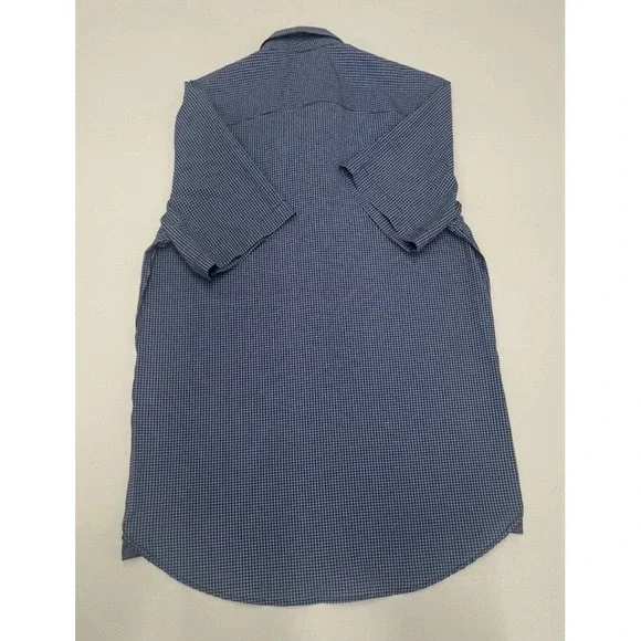 Michael Strahan Mens Sz Med Dark Blue Geometric Short Sleeve Button Down Shirt - Picture 5 of 9